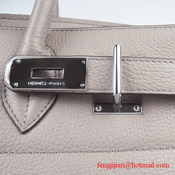 Hermes Birkin 42cm Togo Leather Bag 6109 Grey silver padlock